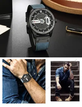 CURREN שעון גברים עמיד במים לוח ספורט צבאי זכר שעון העליון מותג יוקרה 3D חיוג העסק המקורי גבר שעון יד 8301