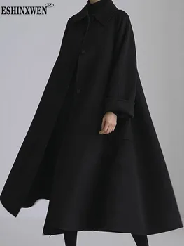 Eshin תפנה למטה צווארון שרוול ארוך בודד עם חזה חופשי המותניים מעיל רוח לנשים 2023 סתיו אופנה חדשה מקסימום TH4749