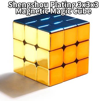 [Funcube] Shengshou ציפוי 3x3x3 מגנטי Magic Cube SengSo מתכת 3x3 מגנטי הזהב Cubo SengSo אגדה ציפוי צבע מטעה.