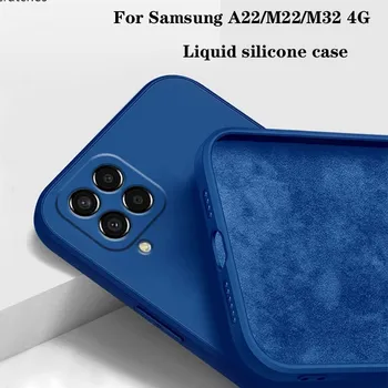 Funda כיכר טלפון Case for Samsung Galaxy A22 4G M22 M32 4G נוזל סיליקון Fundas המצלמה מגן חזור Case כיסוי