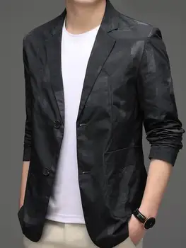 High-end אנשי עסקים בלייזר אופנה קוריאנית סגנון מזדמנים קוריאה סגנון Slim Fit חליפה של גבר שחור כחול מוצק צבע הז ' קט B177
