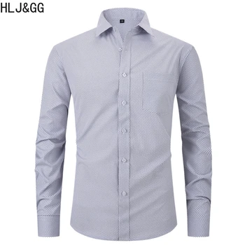 HLJ&GG חדש משובץ הדפסת חולצות עבור איש עסקים חברתיים של אדם רזה מוצק צבע החולצה האביב והסתיו זכר ארוך שרוול החולצה