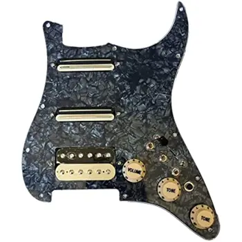 HSS Prewired טעון Strat גיטרה חשמלית Pickguard להגדיר תכליתי מתג זברה Alnico 5 Humbucker פיקאפים החיווט