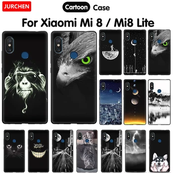 JURCHEN קריקטורה טלפון לxiaomi Mi8 לייט כיסוי עבור Xiaomi Mi 8 נוער סיליקון שחור רך כיסוי עבור Xiaomi Mi 8 לייט מקרה