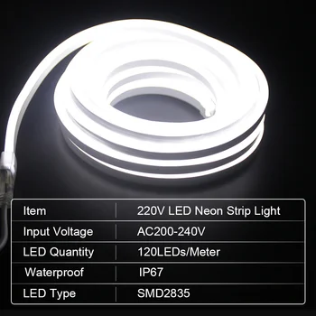 LED רצועת אור ניאון AC 220V 2835 Dimmable גמיש הסרט קלטת 120LEDs/מ ' עמיד למים מרחוק/Bluetooth/WiFi שליטה עם האיחוד האירופי Plug