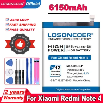 LOSONCOER 6150mAh BN41 BN41L BN41H סוללה עבור Xiaomi Redmi Note 4 / Hongmi Note 4X הערה 4 Pro MTK Helio X20