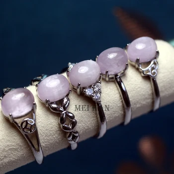 Meihan הסיטוניים טבעי Kunzite אבן סגלגל חרוזים טבעת מתכווננת נשים ליצירת תכשיטים מתנה