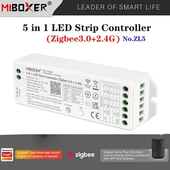 Miboxer Zigbee 3.0+2.4 G כפול לבן/RGB/RGBW/RGBCCT 5 ב-1 LED הרצועה בקר ZL5 CCT צבע יחיד 5050 קלח אור הקלטת דימר