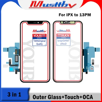Musttby 5pc מלא המקורי הקדמי החיצוני חיישן מסך מגע דיגיטלית זכוכית עם אוקה אווז חלופי עבור iPhone 11 12 13 pro מקס