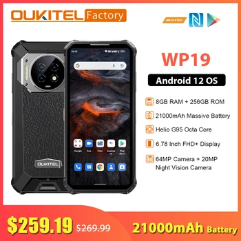 Oukitel WP19 21000mAh סוללה 33W מהר תשלום 8GB 256GB Helio G95 אוקטה Core 6.78 אינץ FHD+ תצוגה 64MP המצלמה NFC