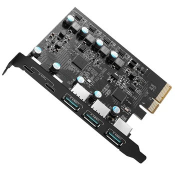 PCIe X4 USB 3.2 כרטיס 20Gbps PCIE כרטיס USB Gen2 3x USB3.2 2x TPYC-C תומך ב-Windows 7/8/10 (32/64 Bit) Mac OS 10.8.2 15W