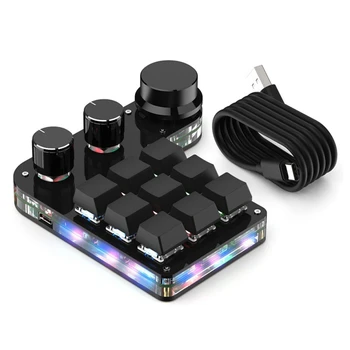 RGB מאקרו מקלדת 3 ידית USB מותאם אישית מקלדת מיני מכני מקלדת לתכנות מאקרו המשחקים מקלדת PS Ai PR