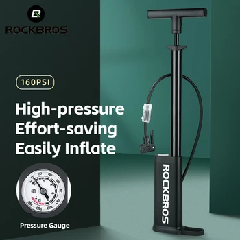 ROCKBROS אופניים משאבת אוויר 160PSI לחץ גבוה חזותי מד לחץ רכיבה על אופניים משאבת אוויר בצמיג Inflator נייד אופניים אביזרים
