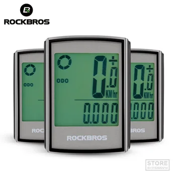 ROCKBROS עמיד למים אופניים מחשב LCD עם תאורת רקע שעון עצר אלחוטית רכיבה על אופניים אופניים המחשב מד מהירות מד מרחק MTB אביזרים