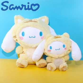 Sanrio MINISO משותפת Cinnamoroll קרוס-דרסר נמר קטיפה בובה חמודה כרית קישוט למיטה דגם צעצוע של ילדים מתנה