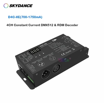 Skydance 12V-48V 24V 4 ערוץ DMX 512 מפענח 700-1750mA RJ45 7 PWM זרם קבוע RDM בקר DMX אות RGB/RGBW דימר