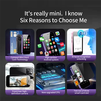 SOYES XS14 Pro Mini החכם 3.0 אינץ 4G LTE מרובע ליבות 3GB+64GB אנדרואיד 9.0 2600mAh הפנים Recoginition קטן טלפון סלולארי GPS WIFI