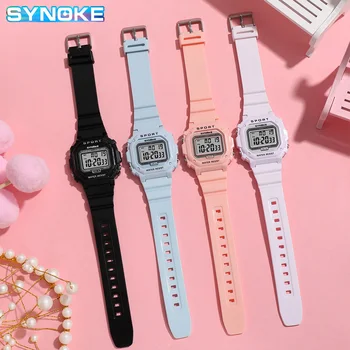 SYNOKE דיגיטלי שעון יד גברים, שעון מעורר שעון הצבאי ספורט שעונים האופנה חיצוני עמיד למים 50M LED Relogio Masculino