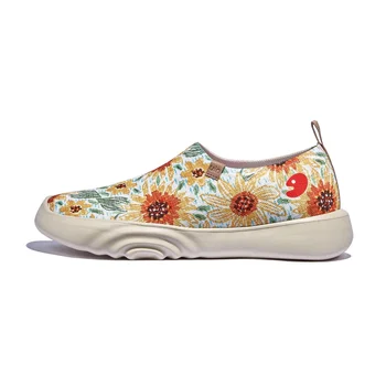 UIN 2023 חדש האביב לנשים מזדמנים שטוחות נעלי נשים בוהן עגול נעלי להחליק תוספות אמנות צבוע נסיעות נעליים
