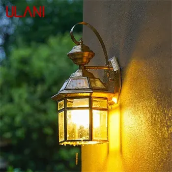 ULANI רטרו חיצונית פליז מנורת קיר אטימות IP65 מנורות LED אור הביתה המרפסת חצר