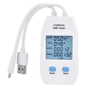 USB הבוחן, יחידה LCD USB הבוחן גלאי מד הזרם מודד דיגיטלי קיבולת חשמל בודק מטר(UT658 כפול)