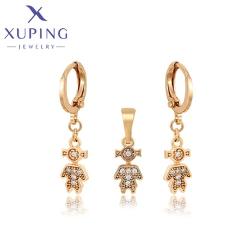 Xuping תכשיטי אופנה חדשה זירקון צורה אנושית צבע זהב שרשרת תליון עגיל להגדיר עבור נשים חג המולד יוקרה מתנה A00917259