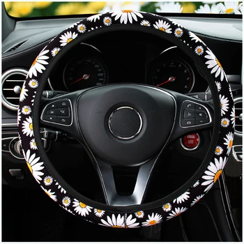 אוניברסלי רכב חמוד דייזי פרח המכונית עיצוב פנים סרוגים כיסוי גלגל הגה עיצוב פנים אביזרים המוצר