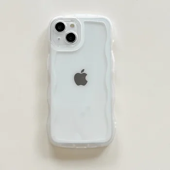 אופנה Shockproof נקי מקרה עבור iPhone 11 12 13 Pro XS מקס XR שקוף מתולתל גל עבור iPhone 7 8 בתוספת כריכה אחורית מקרה טלפון
