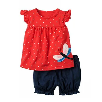 אופנה בגדי תינוקות החליפה שפירית אדומה היילוד פיג ' מה מגדיר את הילדה חולצה המגשרים מכנסיים מכנסי קיץ תלבושת 6 9 12 18 24 חודש
