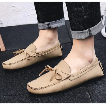 אופנה חדשה נעלי Mens נעליים מזדמנים Slip-on שטוח רך מותג גברי נעליים שחור כחול גדול גודל 45 DX026