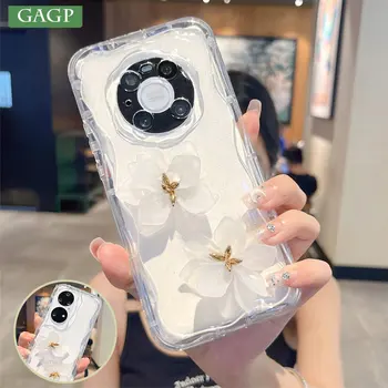 אופנה פרח 3D שקוף מקרה טלפון עבור Huawei P60 אמנות P50 P40 P30 Pro חבר 50 40 30 Pro סיליקון רך Shockpoof הכיסוי האחורי.
