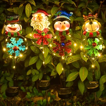 אורות חג המולד סולארית LED אור סנטה קלאוס, איש שלג אייל לילה מנורה עמיד למים נוף גינה חיצונית קישוטי בית אורות