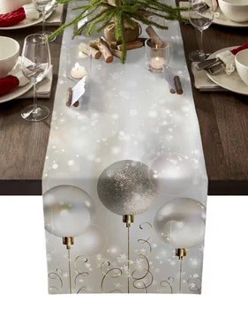 אורות חג המולד פתיתי שלג שולחן רץ מסיבת חתונה עיצוב שולחן רץ חג המולד האוכל, עיצוב שולחן מפת שולחן