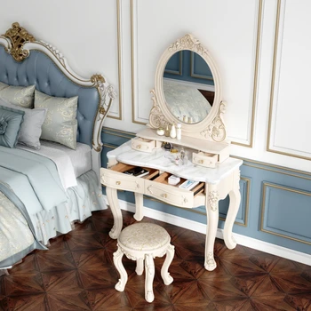 אחסון שולחן איפור מראה נורדי צואה נורדי האופנה האיפור הלבן שולחן סטים האירופי Moveis הביתה הביתה רהיטים