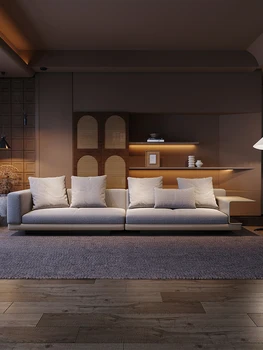 איטלקי אור יוקרה כותנה, פשתן בד הספה, פשוט ומודרני, עם שורה של ספות עבור ארבעה אנשים בסלון