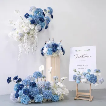 אישית סימולציה כחול לבן סדרת פרחוני אמנות משולב תלייה על קיר רקע דקו החתונה לוח KT זירת פריסת פרח