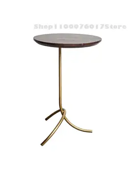 אישית שולחן קפה קטן ספה צד שחור אגוז שולחן עגול נורדי יצירתי השינה ליד המיטה, מרפסת מטלטלין הזהב ההגירה