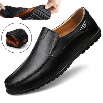 אמיתי עור לגברים נעליים מזדמנים מותג יוקרה חדש Mens נעלי מוקסינים לנשימה הזרקת נהיגה נעלי גודל פלוס 38-48 2023