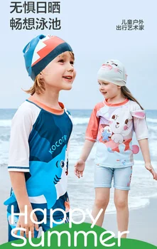 אנטיבקטריאלי לילדים בגדי בנים ובנות הגנה מפני השמש בנים לפצל חלק אחד תינוק בגדי הים התיכון ומעלה ילדים