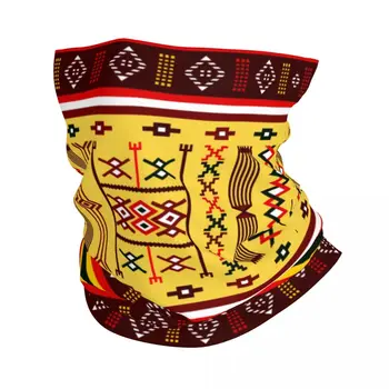 אפריקה גיאומטריות Amazigh Kabyle שטיח הצוואר Gaiter נשים גברים Windproof החורף מרוקו סגנון בנדנה, צעיף סקי