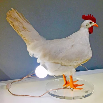 ביצה שרף מנורת שולחן סימולציה של לבנים קטנים עוף עם זוהר מלאכות USB שולחן העבודה אמנות קישוט קישוט הבית