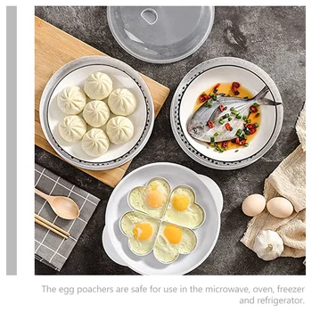 ביצה תבניות ירקות מיקרוגל תנור רב-תכליתי ציוד מטבח פלסטיק לבן מכין ביצים בצורת לב.