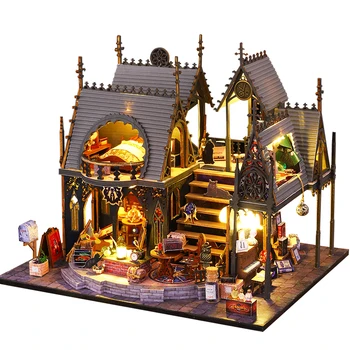 בית הבובות מיניאטורות Casa הביתה, לונה קסם הבית, עץ, בית בובות עם אביזרים ורהיטים, מתנת יום הולדת
