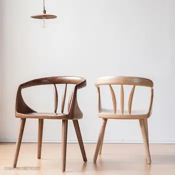 בית עץ מלא הכיסא מעצבים סקנדינבים מסעדה ללמוד האוכל כיסא מודרני מינימליסטי הביתה משענת הכיסא.
