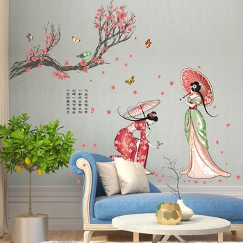 בסגנון סיני פרח קיר מדבקה DIY נשלף קישוט הבית מדבקות קיר הסלון קיר בעיצוב חדר השינה