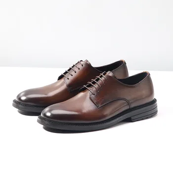 בעבודת יד עור אמיתי נעלי אוקספורד לגברים עסק רשמי נעלי אופנה גברים נעלי עור חתונת יוקרה לגברים נעלי שמלה