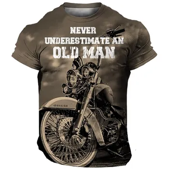 בציר חולצה אופנוע גברים חולצה הדפסת 3D מכונית שרוול קצר Tees קיץ גברים בגדים מזדמנים חולצה קלאסית אופניים לכל היותר