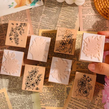 בציר לשתול פרחים מעץ, חותמות גומי DIY חותמת גומי על מה שהופך את הכרטיס עיצוב אלבומים עץ חותם חותמות בעבודת יד מלאכת יד