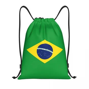 ברזיל דגל שרוך תרמיל נשים גברים ספורט כושר Sackpack נייד הכשרה תיק שק