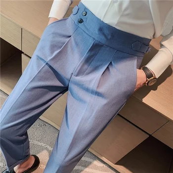 גברים המכנסיים 2022 האביב החדש מוצק צבע לבוש עסקי מזדמן מכנסיים סלים שמלה מכנסיים באיכות גבוהה, ממותג בגדי גברים